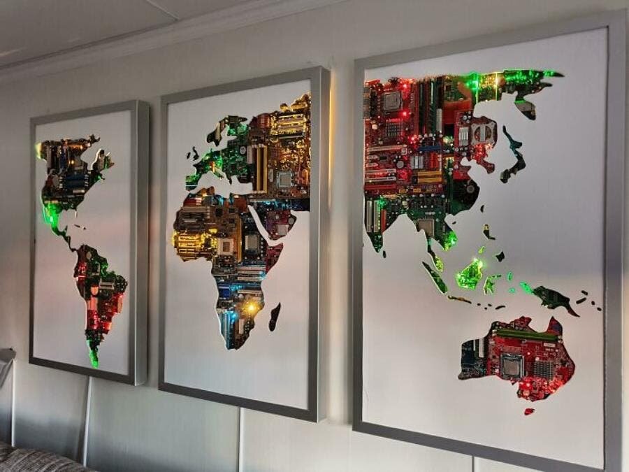 carte du monde, circuits Ã©lectriques