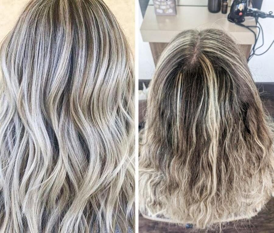 cheveux, balayage, mèches, blanc, blond