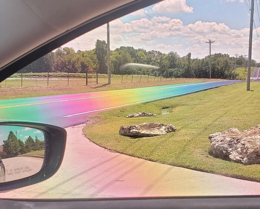 arc-en-ciel, route, briller, ciment, béton, couleurs