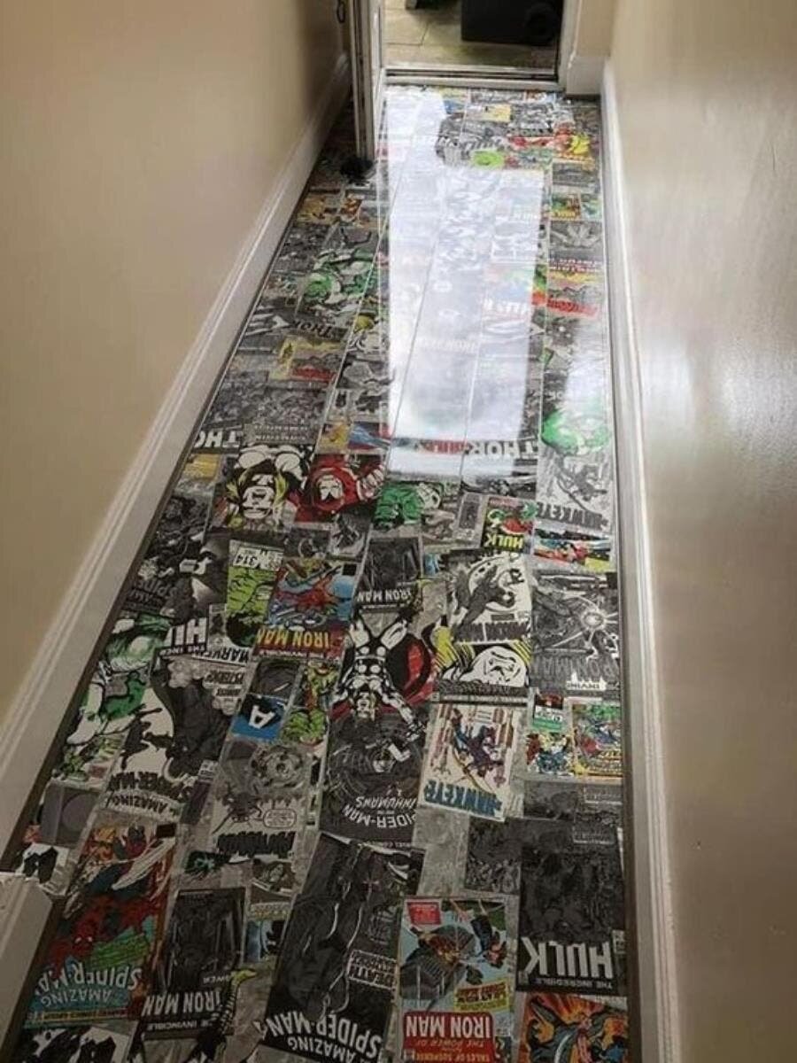 sol, brillant, comics, page, parquet