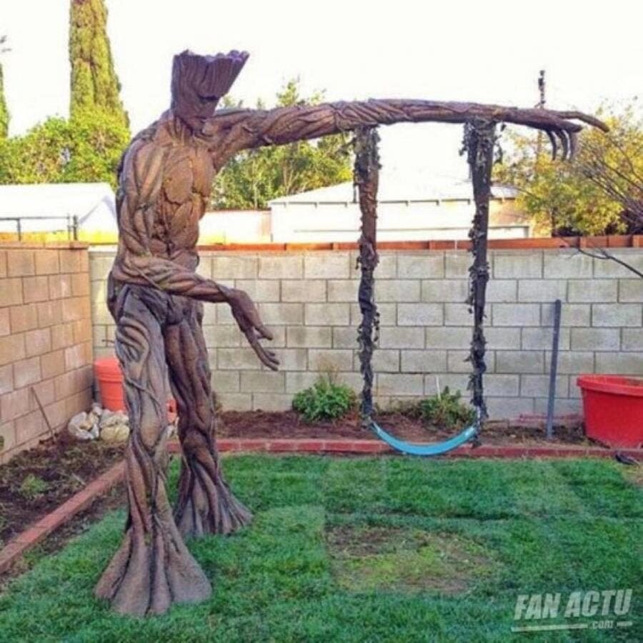 groot, balançoire, statue, branche
