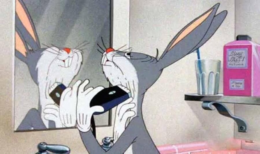 bugs, bunny, barbe, rasage, rasoir