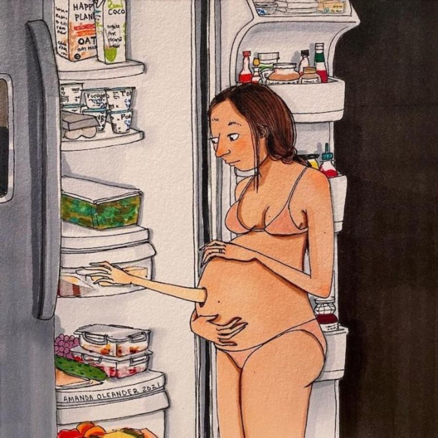 grossesse, femme, maman, rapport, enfant, mignon, illustration