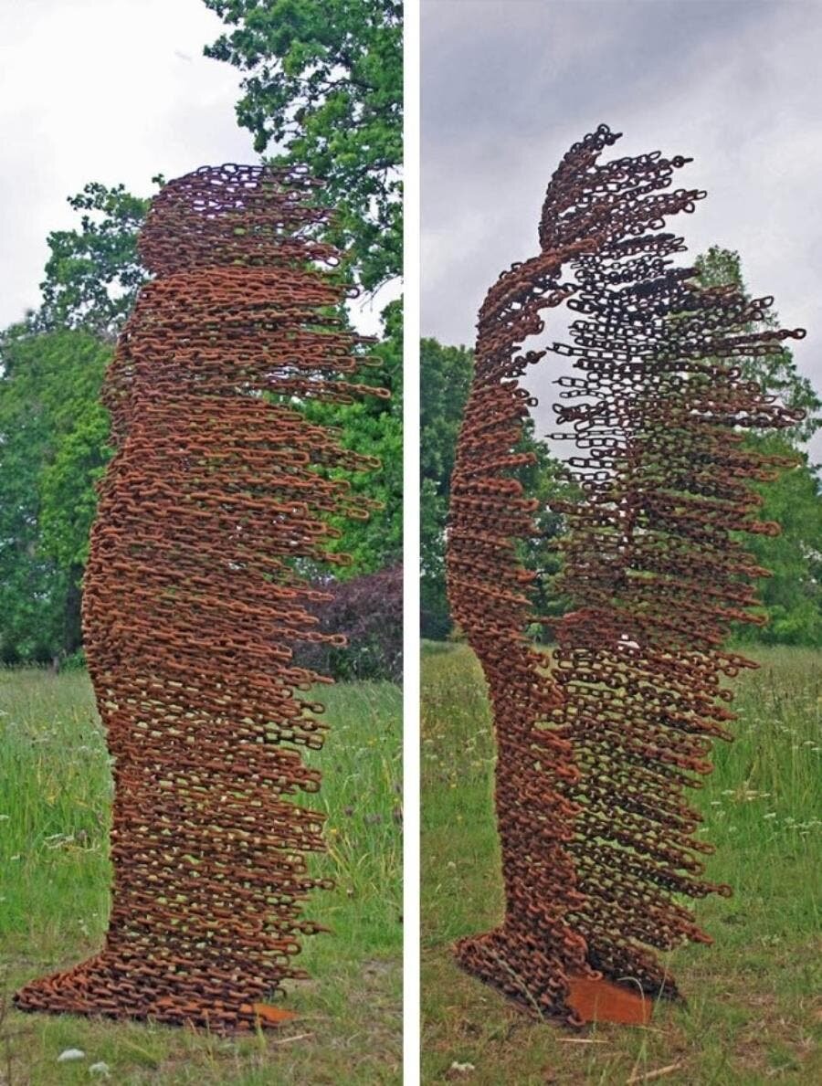 chaine, métal, sculpture, penny hardy, humains