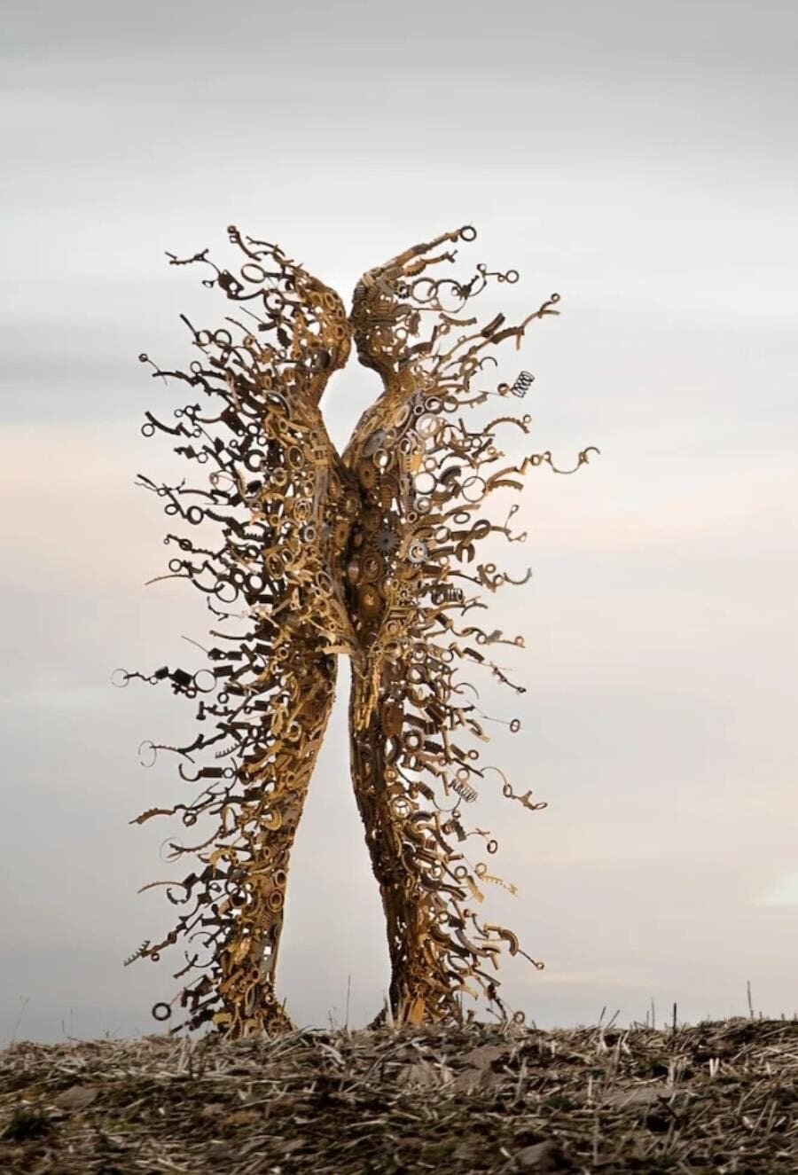 chaine, métal, sculpture, penny hardy, humains