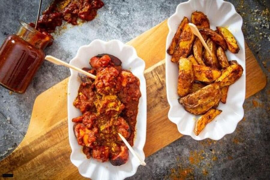  street, food, nourriture, miam, currywurst