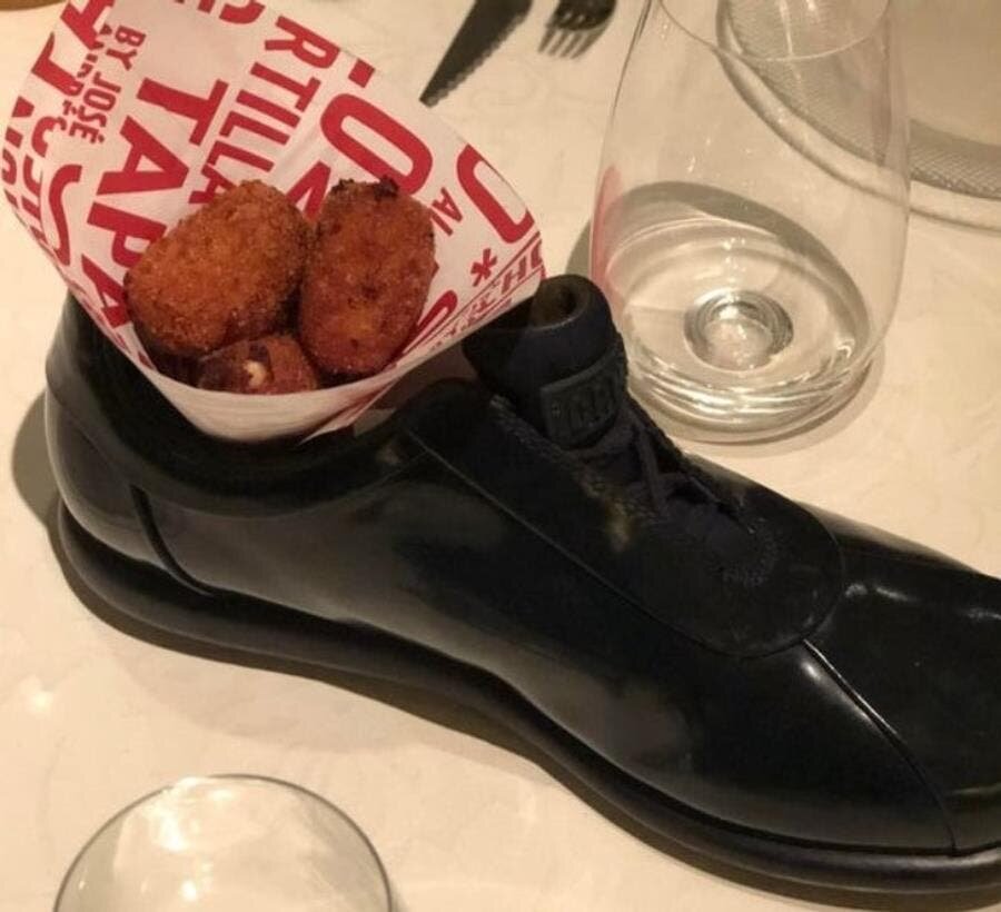 chaussure beignets verre
