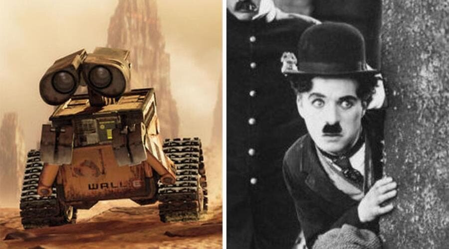 robot roue Chaplin noir blanc