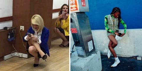 14 personnes qui ont une position debout plus qu'atypique