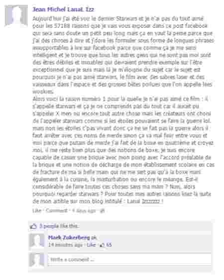 statut facebook, nul, jean michel Lanal izz
