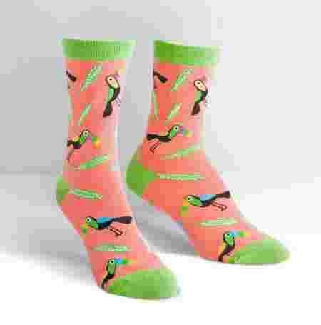 toucans, chaussettes, rose, vert