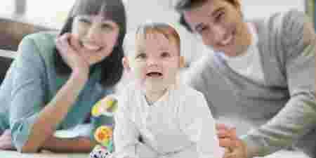 enfant, parents, bébé, famille, sourire
