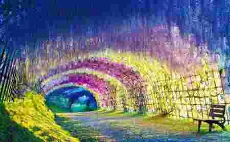 wisteria flrower tunnel jardins kawachi fuji japon fleurs féérique earthporn