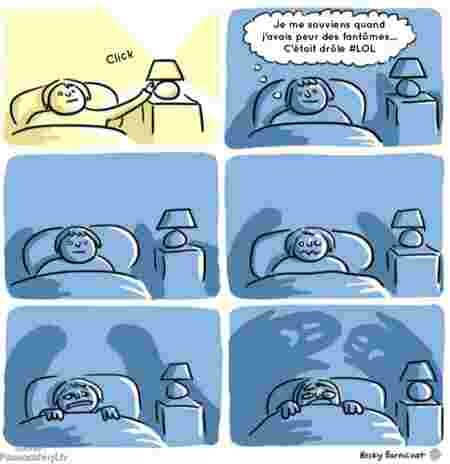 Illustrations artistes humour insomnie sommeil Becky Barnicoat fantômes