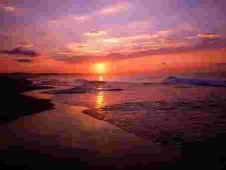 coucher de soleil, ciel, rose