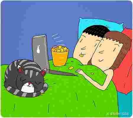 Amour couple illustrations Leonid Khan humour Netflix nourriture chill