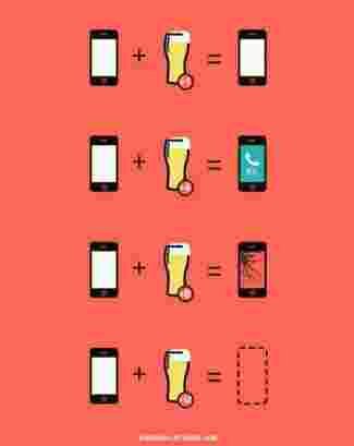 bière, téléphone, dessin