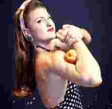 pommes, biceps, femme, forte, record du monde