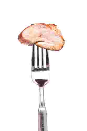 de la viande sur une fourchette