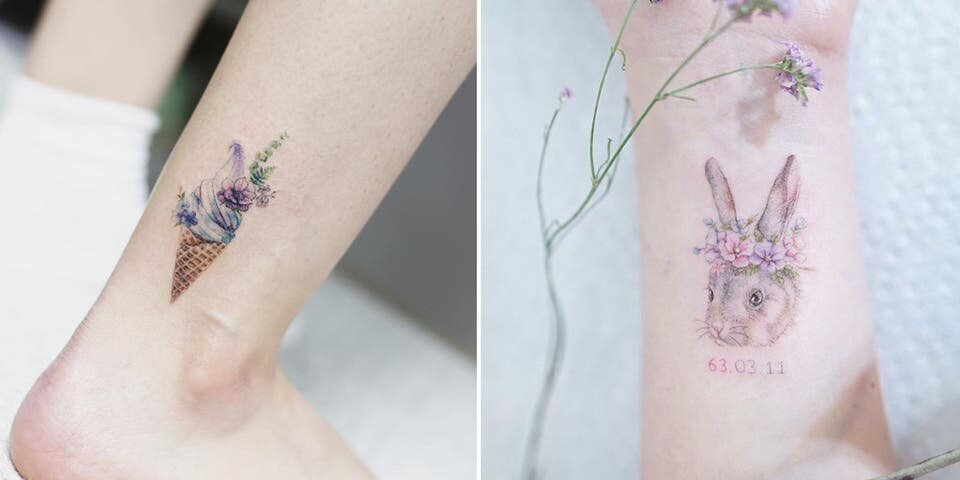 Tatouage Printemps Fleurs Lapins Couverture