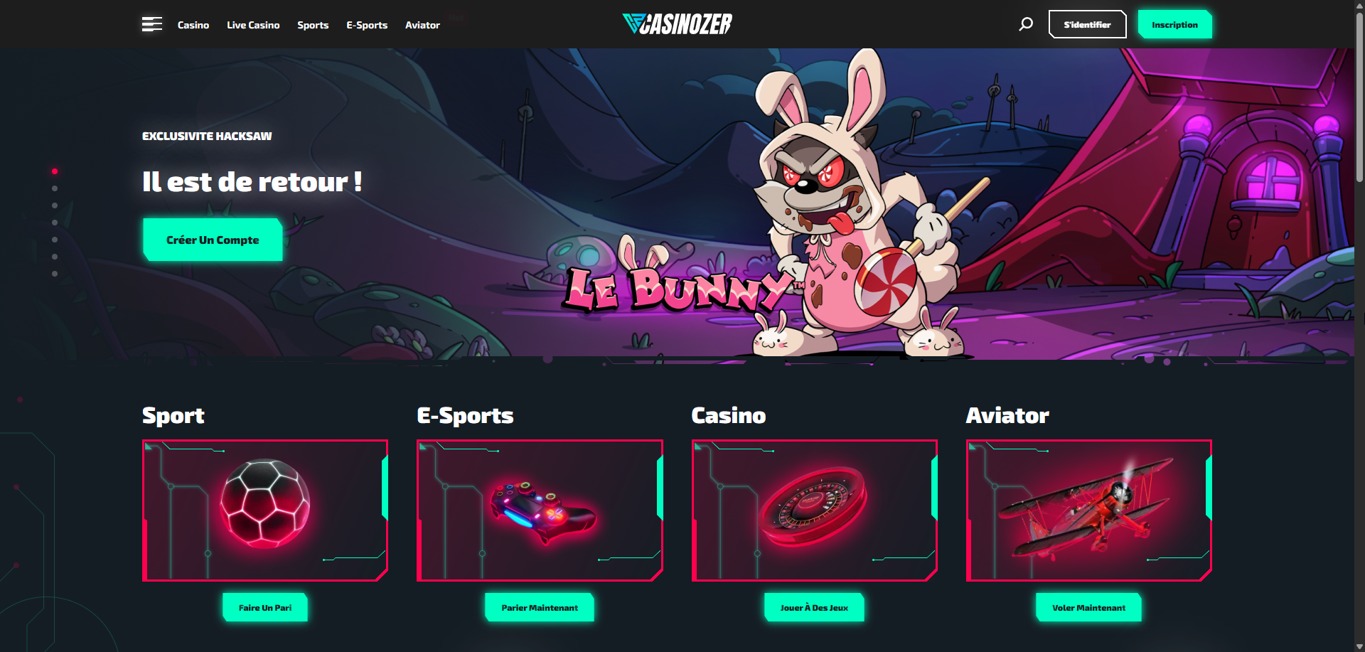 Casinozer app interface