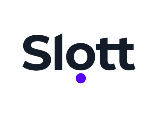 Slott logo: bold black wordmark with a purple dot centered beneath it