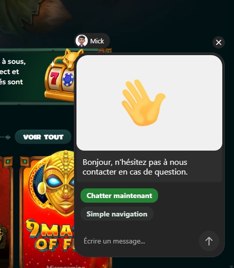 Support client francophone en direct de Rivo Casino