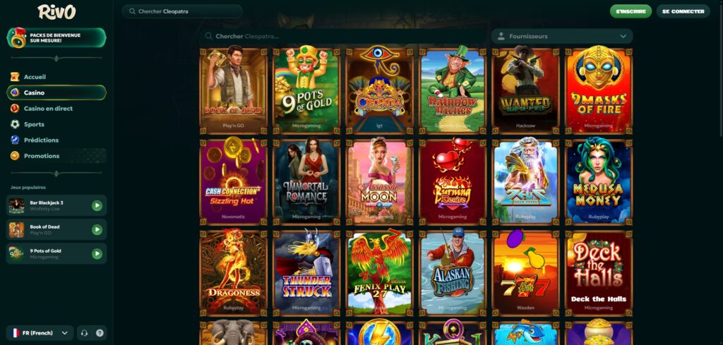 Catalogue de machines à sous de Rivo Casino