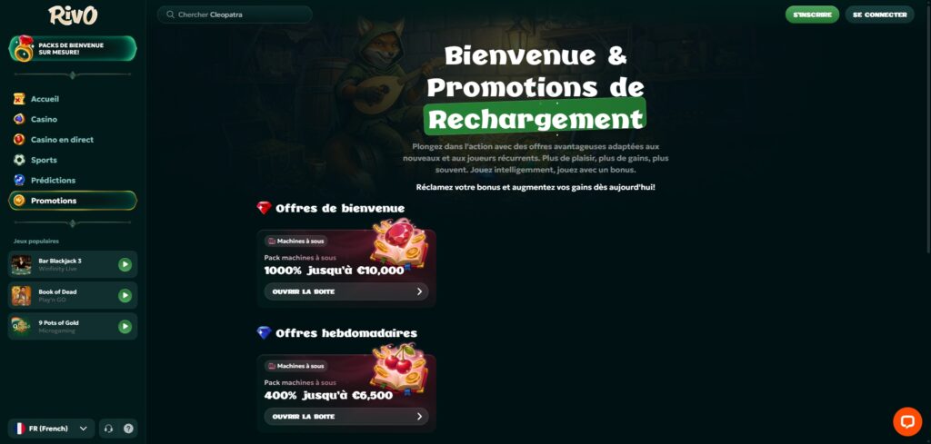 Promotions et bonus de rechargement de Rivo Casino